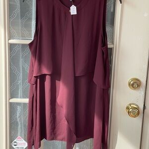 White House Black Market Burgundy Sleeveless Layered Blouse – XL